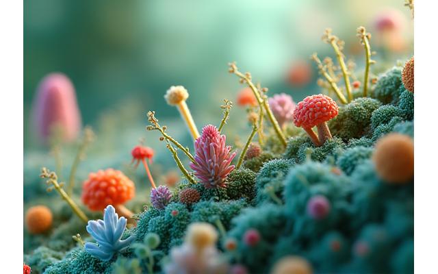 Visualización interactiva de un ecosistema microbiano intestinal.