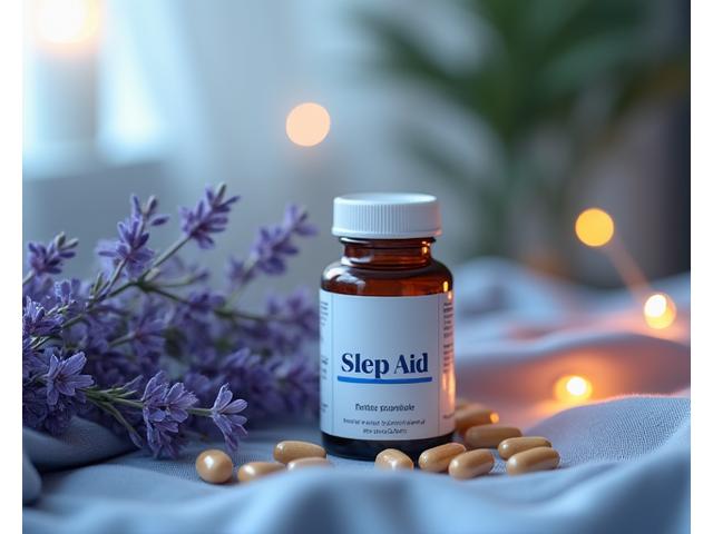 Suplemento natural para dormir, con ingredientes relajantes y envase tranquilo