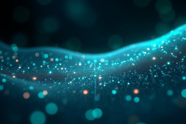Representación futurista de chips de biosensores y datos de salud proyectados
